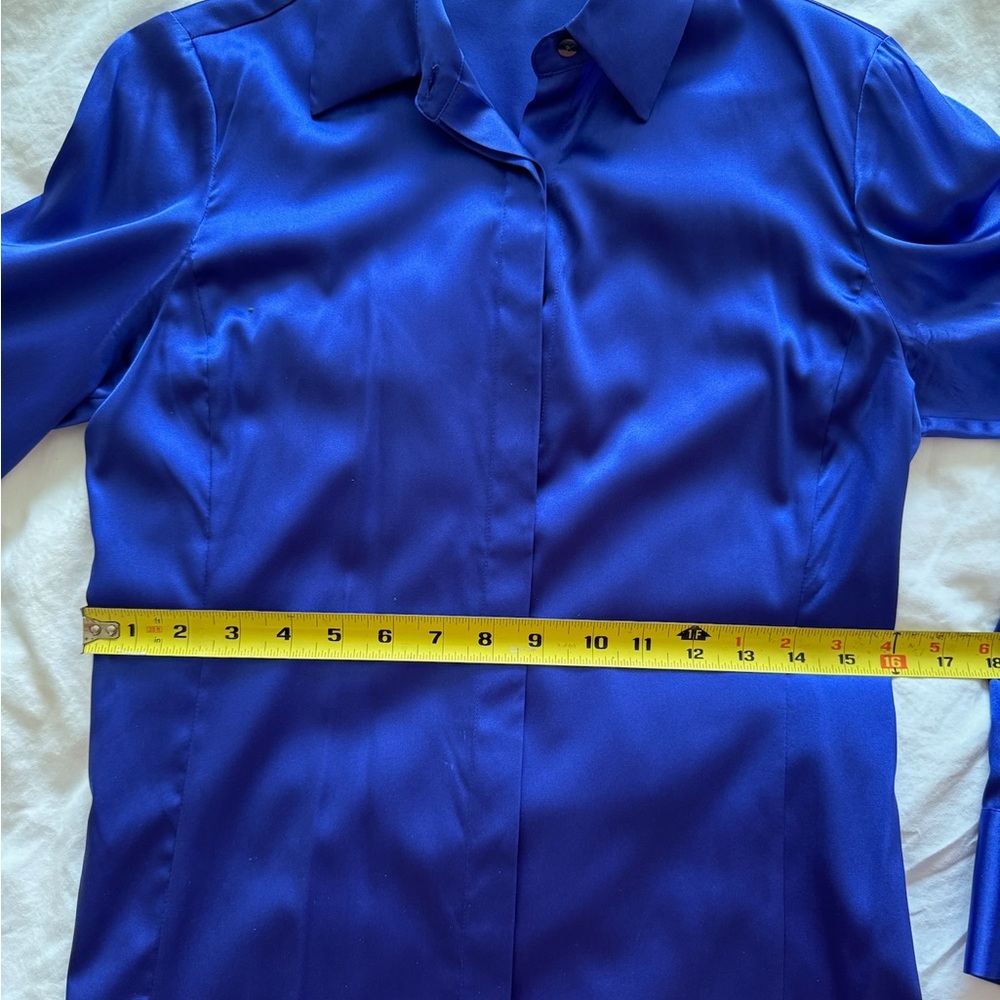 Bright Silk Blue Collared Blouse - Picture 2 of 7
